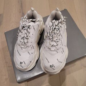 Balenciaga White Triple Allover Logo Sneakers